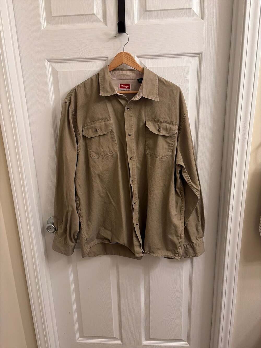 Wrangler Premium Quality Long Sleeve Khaki Cotton Work Shirt Size XL